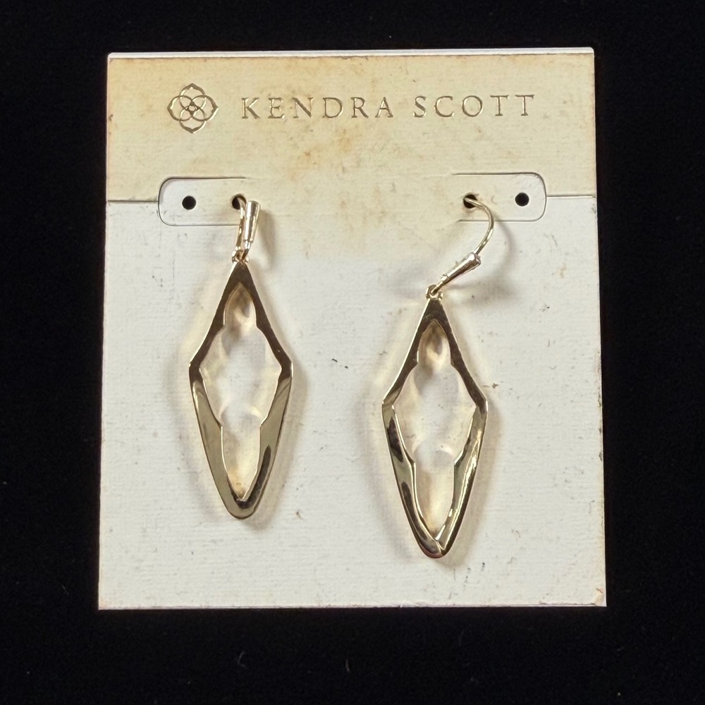 Kendra Scott Abbie Open Frame Gold Tone Drop Earrings New With Tags